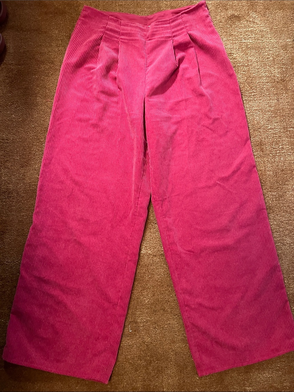 Sz 12 Prologue Hot Pink Corduroy Wide-Leg Pants